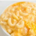 Closeup of a bowl of homemade Sweetie Pie's mac and cheese.