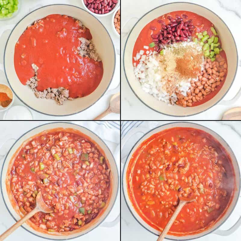 Collage of making copycat Wendy's chili.