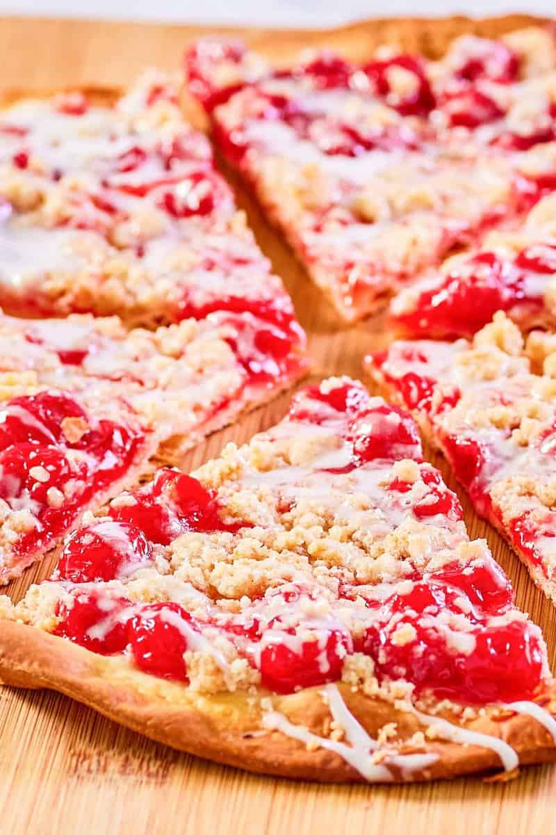 Copycat CiCi's cherry dessert pizza slices.