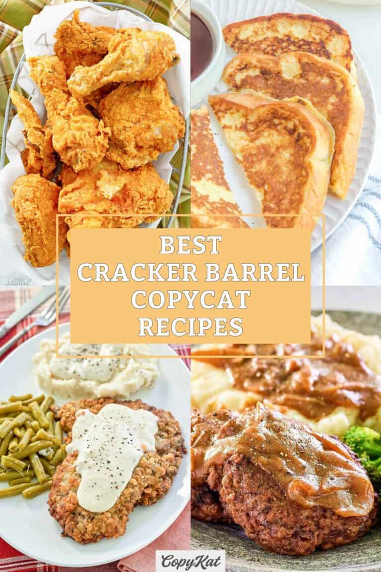 Collage of four different copycat Cracker Barrel recipes.
