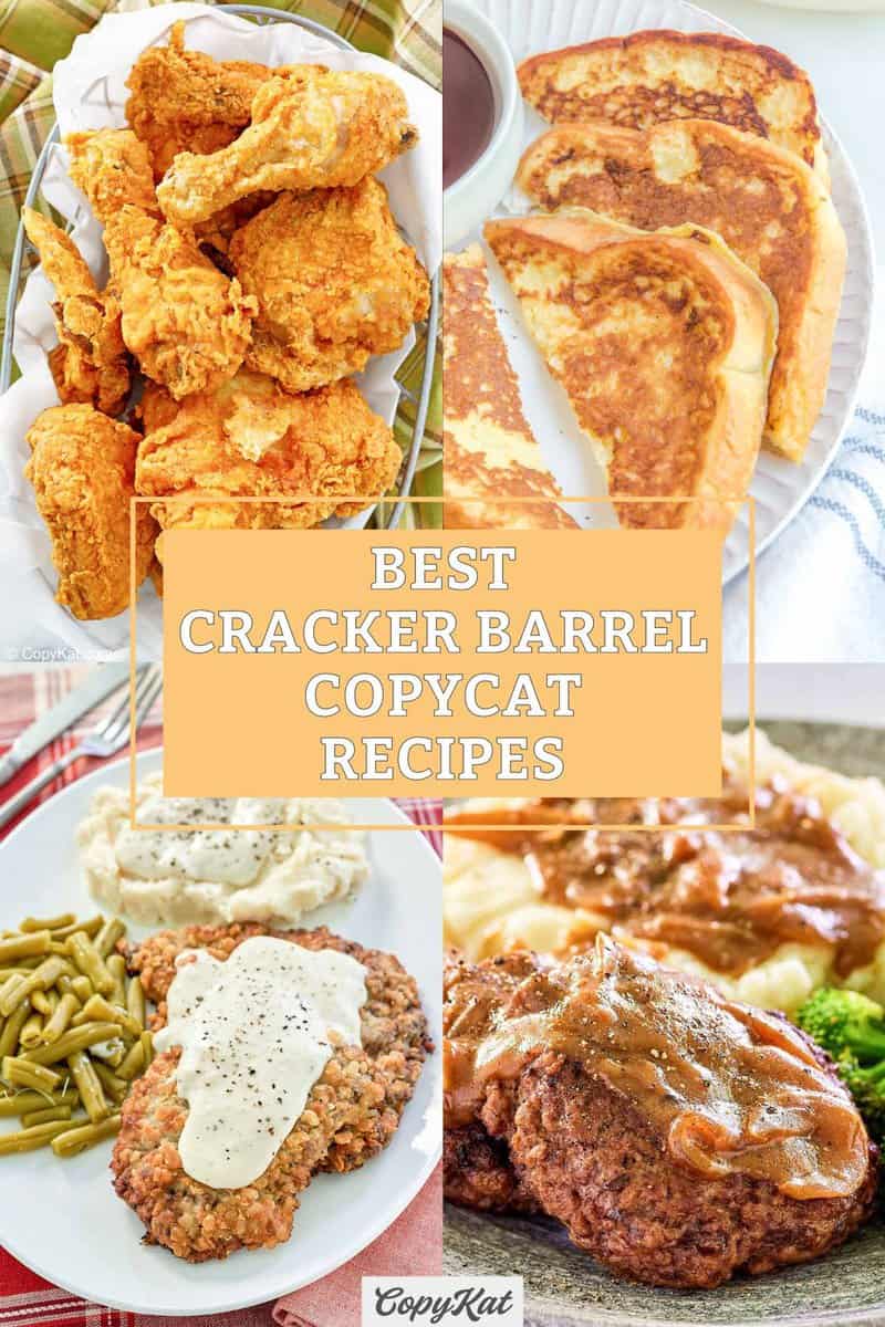 Collage of four different copycat Cracker Barrel recipes.