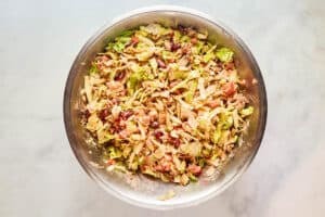 Dorito taco salad in a large mixing bowl.