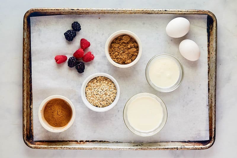 Copycat Brennan's oatmeal custard ingredients connected  a tray.