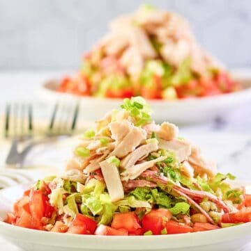 Copycat California Pizza Kitchen Italian chopped salad in a bowl.