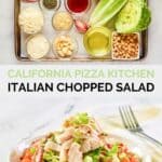 Copycat CPK Italienische gehackte Salatzutaten und der fertige Salat.