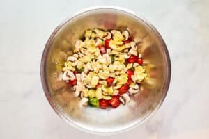 Chopped vegetables in a bowl.