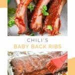 Collage of copycat Chili's baby back ribs.