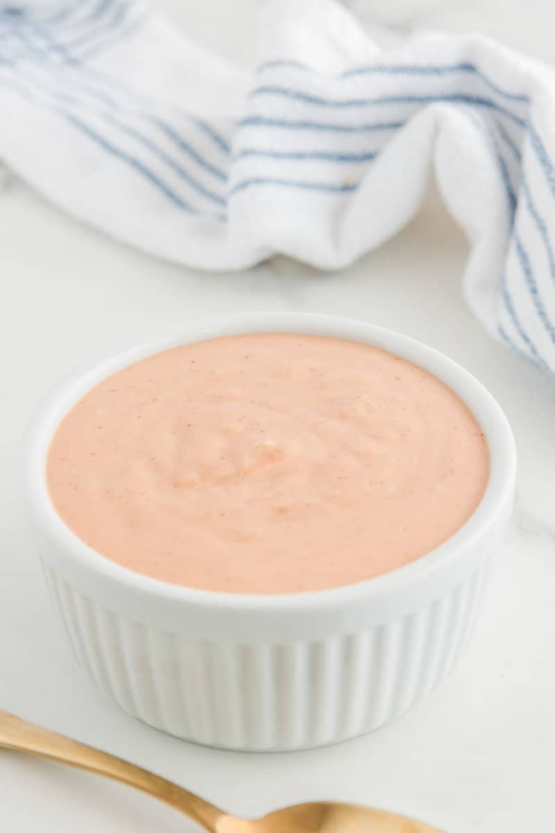 A bowl of copycat Raising Cane's sauce.