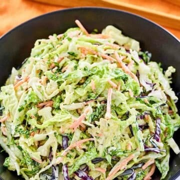 Sweet and sour coleslaw in a bowl.