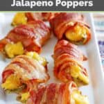 Air fryer bacon wrapped cheese stuffed jalapeno pepper poppers.
