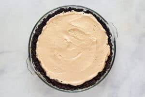 Mud pie coffee ice cream filling in an Oreo chocolate cookie crust.