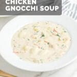 A bowl of copycat Olive Garden chicken gnocchi soup.