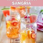 Homemade Olive Garden watermelon sangria in two glasses.