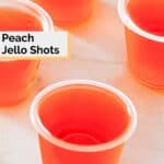 Closeup of a peach jello shot.