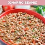 Homemade Pappasito's frijoles a la charra aka charro beans in a serving dish.