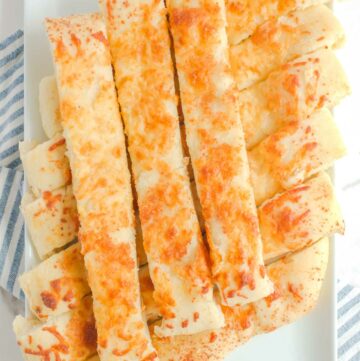 Copycat Pizza Hut cheese sticks on a platter.