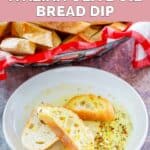 Copycat Carrabba's olive oil bread dip and bread slices on a plate.