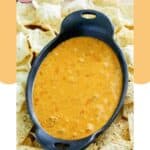 Homemade Chili's skillet queso and tortilla chips.
