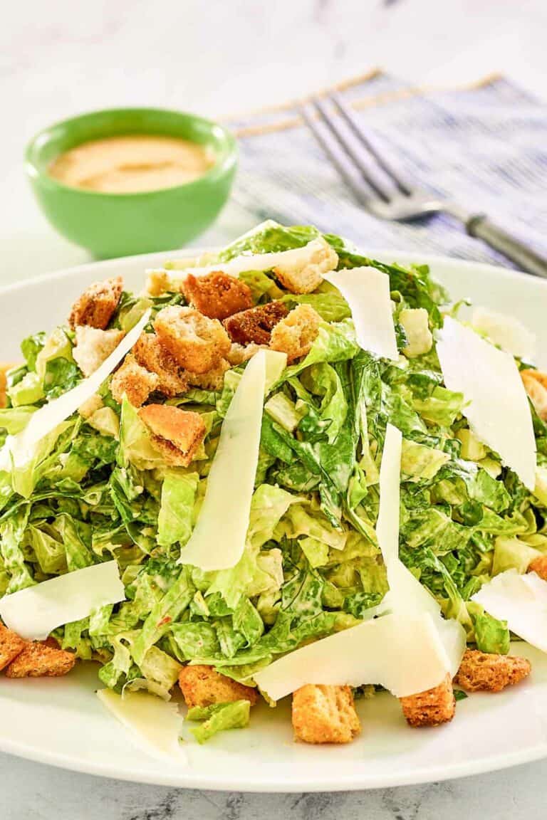 Copycat Houston's Caesar salad with spicy Caesar dressing.