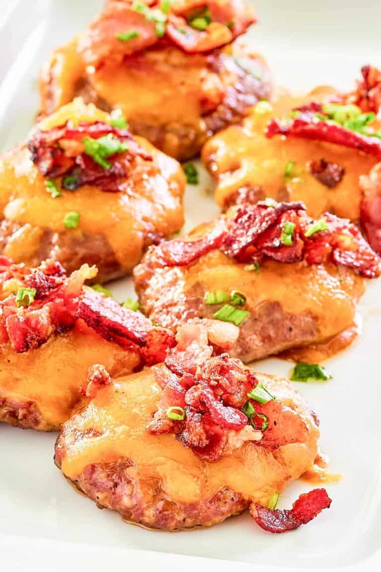 Copycat Luby's sausage steak on a platter.