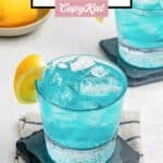 Two homemade Olive Garden Blue Amalfi drinks on coasters.