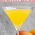 Homemade Olive Garden mango martini in a classic martini glass.
