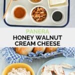 Copycat Panera honey walnut cream cheese ingredients and the finished spread.