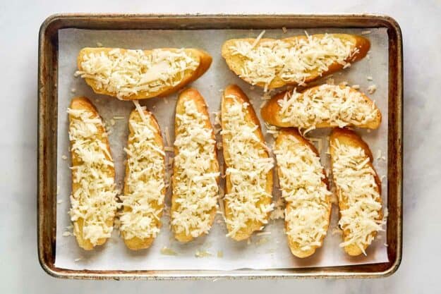 Garlic cheese bread before baking.