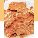 A plate of homemade almond brittle candy.