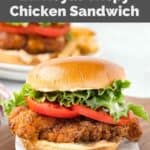 Homemade BK royal crispy chicken sandwich with royal sauce, lettuce, and tomato.