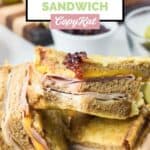 Three slices of homemade Bennigan's Monte Cristo sandwich on a plate