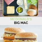 Copycat McDonald's big mac ingredients and the finished burger.