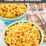 Two servings of homemade Cracker Barrel mac and cheese in bowls.