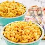 Two servings of homemade Cracker Barrel mac and cheese.