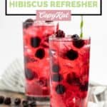 Copycat Starbucks very berry hibiscus refresher drinks and blackberries.