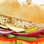 Sub sandwich with copycat Subway tuna salad.