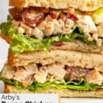 Homemade Arby's pecan chicken salad sandwich with lettuce.