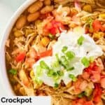 A bowl of crockpot white bean chicken chili.