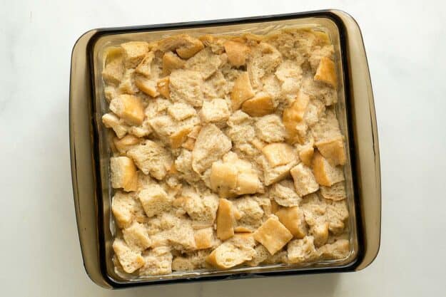 Copycat Golden Corral bread pudding before baking it.