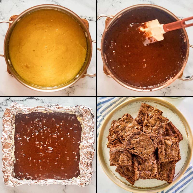 Collage of making Hershey's brownies.