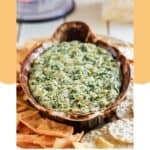 Homemade Houston's spinach artichoke dip in a serving dish.