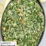 Homemade Lawry's creamed spinach with bacon.