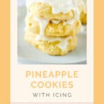 Three pineapple cookies with icing.