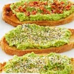 Two flavors of homemade Dunkin Donuts avocado toast.