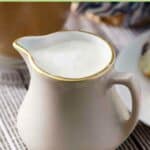 Homemade French vanilla creamer in a small pitcher.
