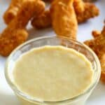 Homemade Outback Steakhouse honey mustard and chicken fingers.