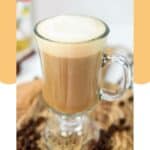Homemade Starbucks vanilla latte in a glass coffee mug.