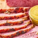 Baked corned beef slices.