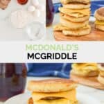 Copycat McDonald's McGriddle ingredients and the finished sandwich.