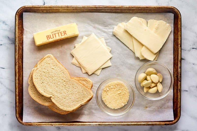 Copycat Starbucks grilled cheese ingredients on a tray.